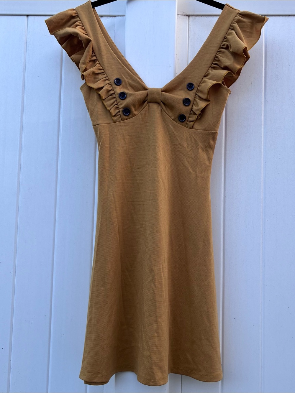 Rock Steady Women’s Retro Pin Up Dress Gold Yellow PinUp Rockabilly NWOT Sz M